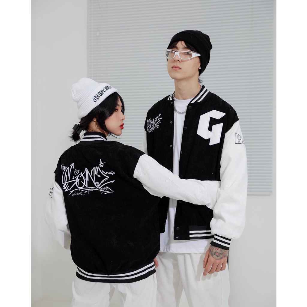 Áo Khóac Form Rộng Nhung Tăm Jacket Varsity Gonz V3