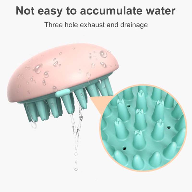 [Hàng mới về] Bàn chải silicon mát xa da đầu có tay cầm tháo rời được tiện lợi