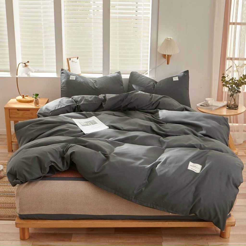 Bộ chăn ga gối cotton tici mix kẻ mới vải mềm mịn, không phai màu