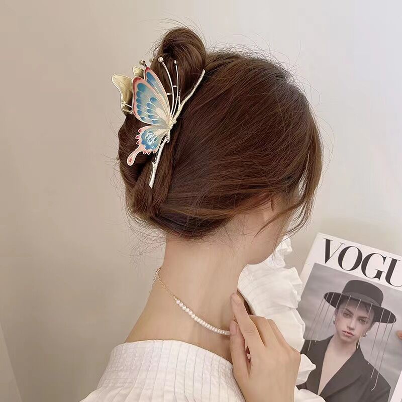 Kẹp Tóc Hình Đuôi Cá Mập Lớn Đính Ngọc Trai Xanh Dương Tinh Tế