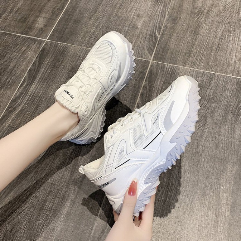 Giày đế độn nữ TSYMIAR cao cấp - sneaker nữ cao 5cm, phong cách ulzzang Hàn Quốc, chuẩn phom, màu trắng dễ phối đồ