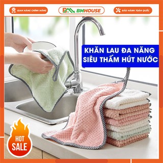 Khăn lau vải đa năng chất liệu mềm mịn không xù dùng để lau tay, lau bếp - Chất lượng cao cấp, có móc treo tiện lợi
