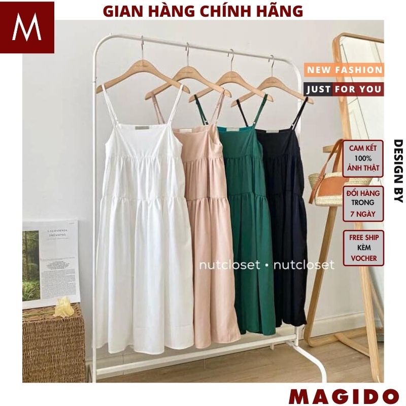 Đầm babydoll 2 dây xòe tầng V10 kiểu dáng hàn quốc tiểu thư bánh bèo dễ thương ,váy công chúa ulzzang chữ a -MAGIDO