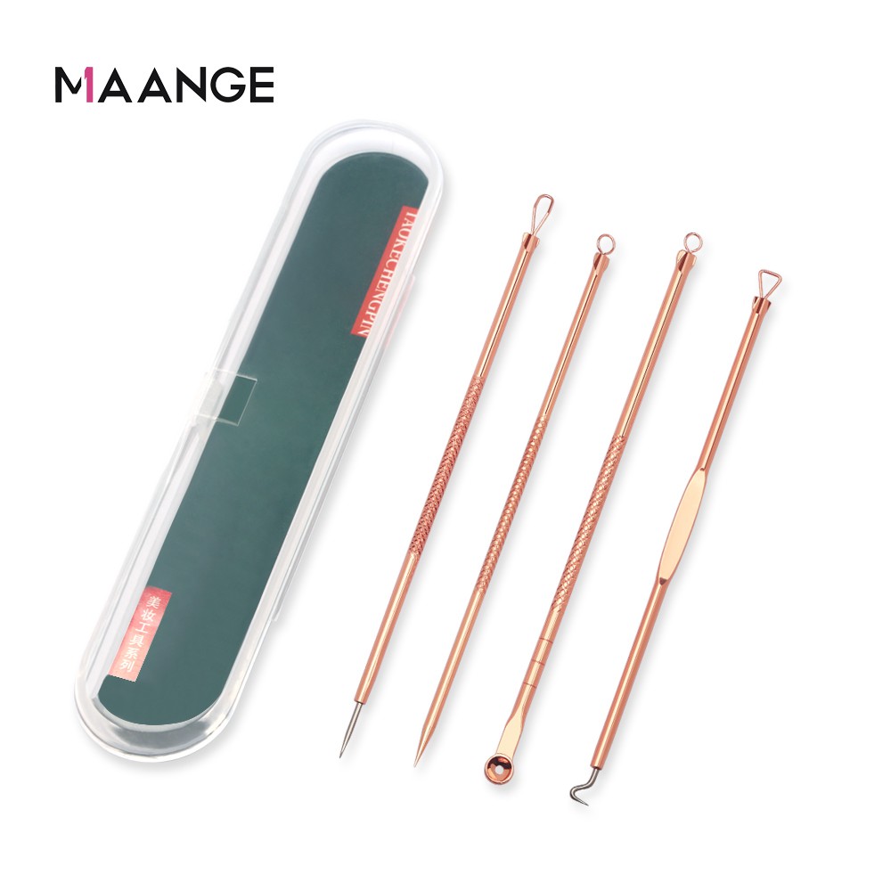 Set 4 Dụng Cụ Lấy Mụn Maange Chất Liệu Thép Không Gỉ Hợp Vệ Sinh