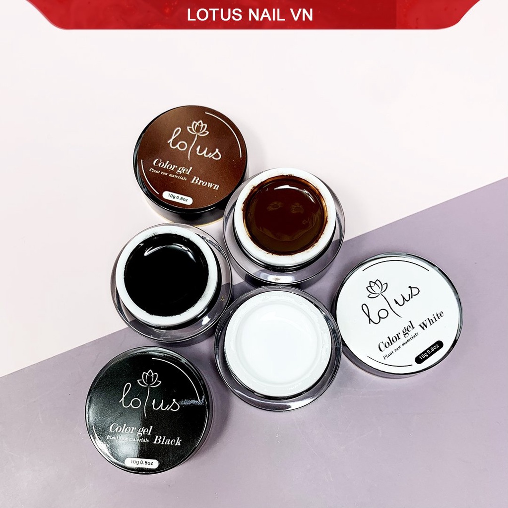 Gel vẽ nail, gel vẽ đen trắng Lotus chính hãng hũ to 10g