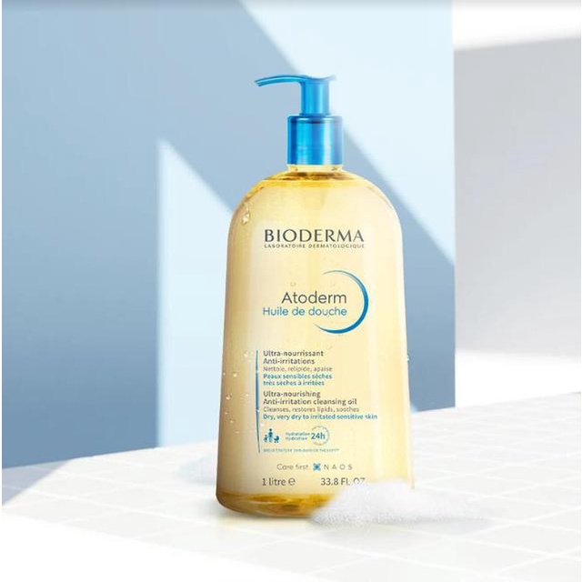 Dầu tắm giúp làm sạch, làm dịu và dưỡng ẩm dành cho da khô, da nhạy cảm Bioderma Atoderm Huile De Douche 1L