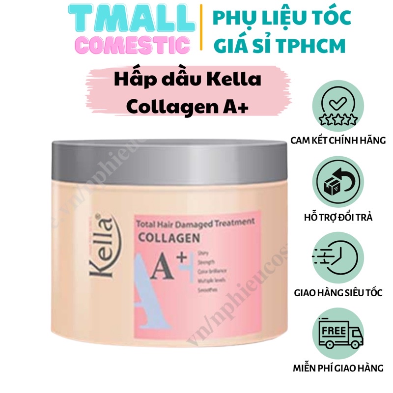 Hấp dầu Kella Collagen A+ 300ML phục hồi tóc khô xơ rối hư tổn