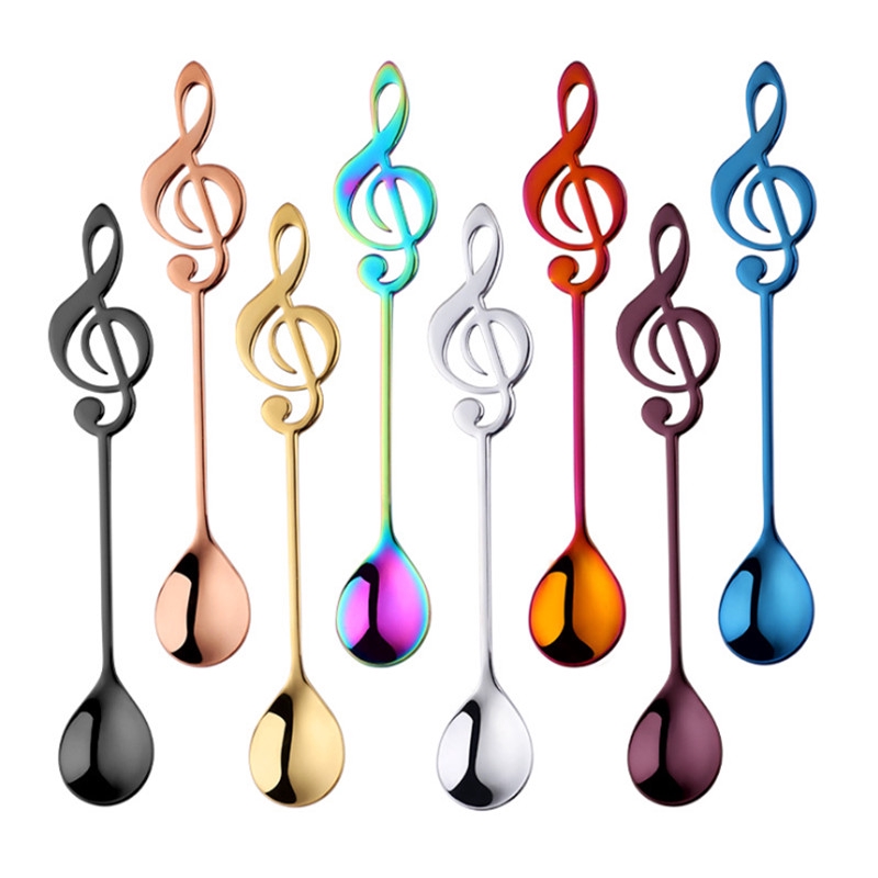 1Pc Musical Note Shaped Coffee Spoon Coffee Stirring Scoop Stainless Steel Milk Tea Drink Cafe Scoop