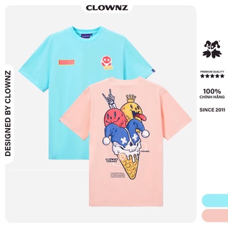 Áo thun tay lỡ local brand unisex ClownZ Ice Cream T-shirt form rộng, chất cotton, màu pastel