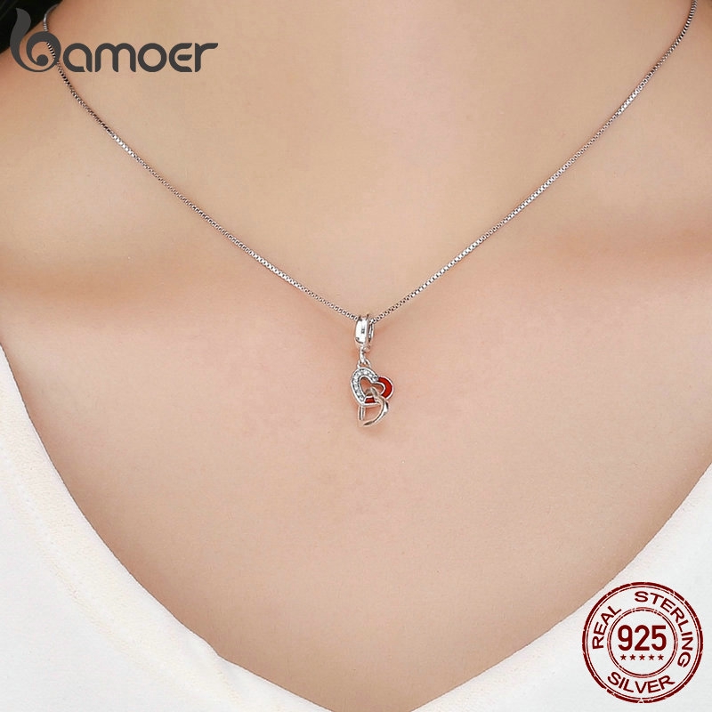 Hạt cườm Bamoer bạc 925 hình trái tim làm vòng tay