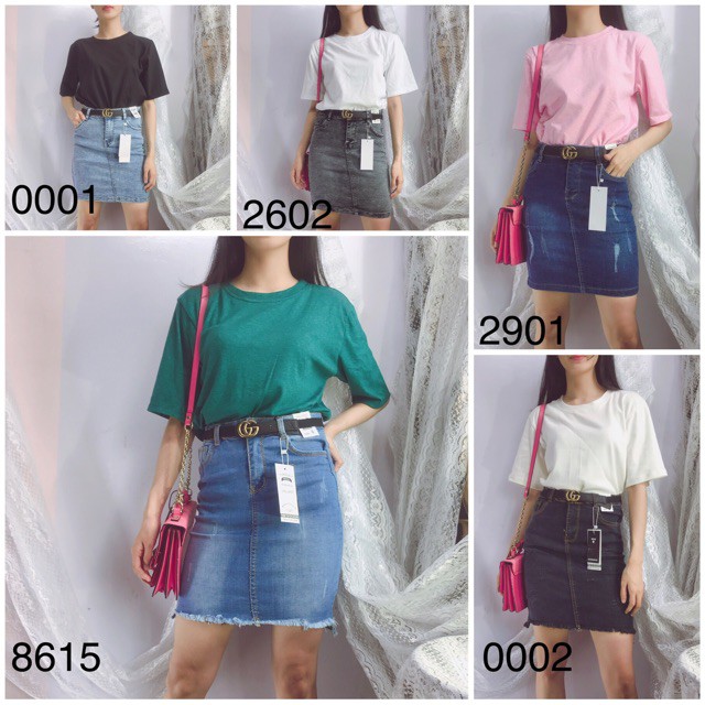 Chân váy jean ôm xẻ sau