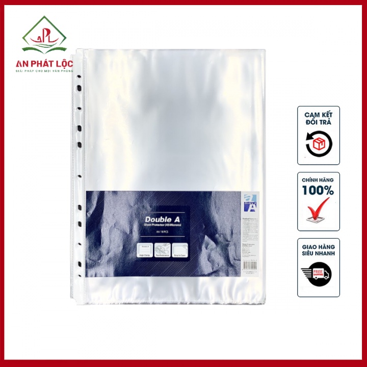 Bìa Lỗ A4 Double A - Bìa Lá Lỗ Đựng Giấy Tờ Hóa Đơn (10 bìa / xấp)