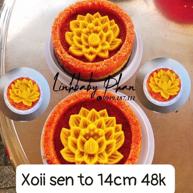 Khuôn nhấn xôi+trung thu hoa sen 200g+300g+14cm  - Nhựa Vĩnh Trường- làm bánh dẻo,bánh nướng,nhấn xôi,rau câu