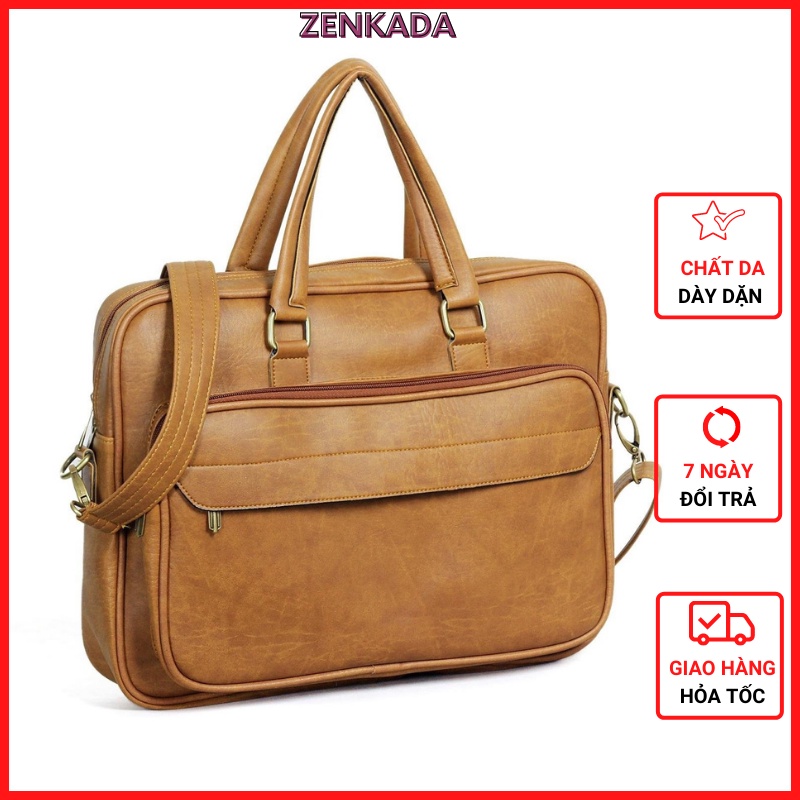 Cặp da đựng laptop, túi xách công sở Zenka nhiều ngăn tiện dụng rất sang trọng và lịch lãm