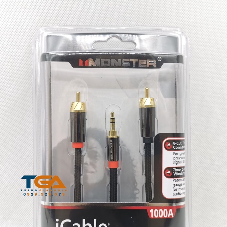 Dây AV 3.5mm ra AV  chính hãng Monster. Chiều dài 2M