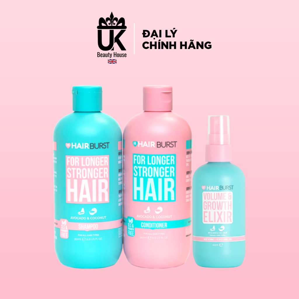 Combo gội xả + Xịt dưỡng chăm sóc mọc tóc Hairburst 350ml/chai + 125ml