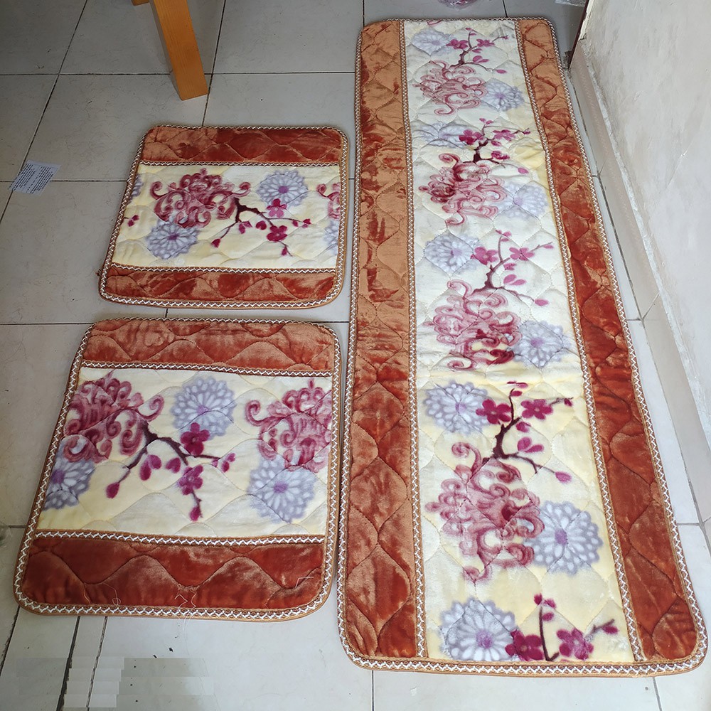 Bộ thảm lót ghế salong 3 miếng lông nhung mượt, dày 2cm