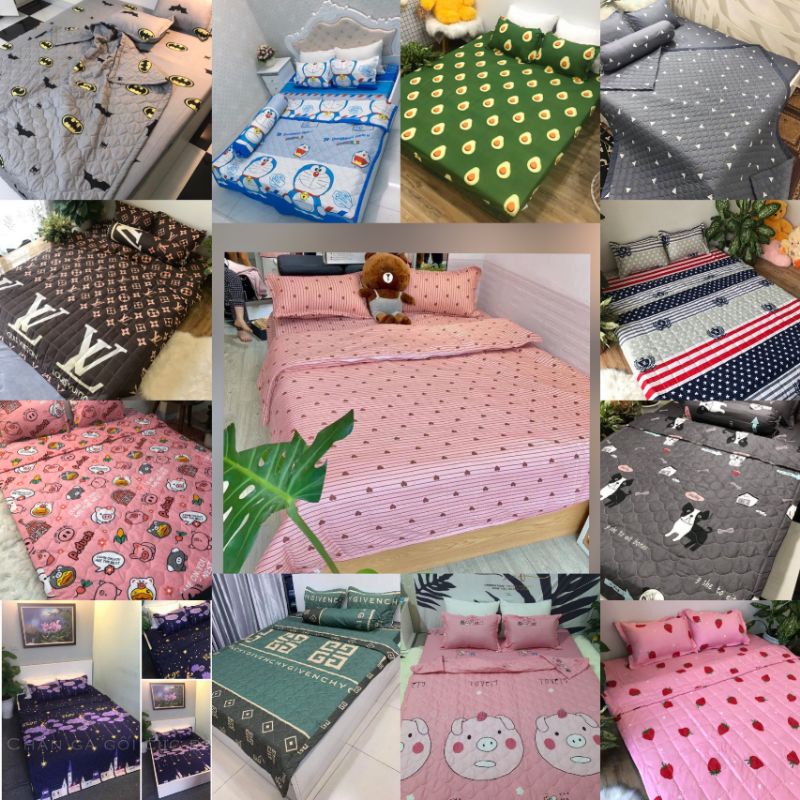 [1ga+2vỏ gối]Ga trải giường không vỏ gối cotton poly đủ kích thước m2 m6 m8 2m2 (được chọn mẫu)