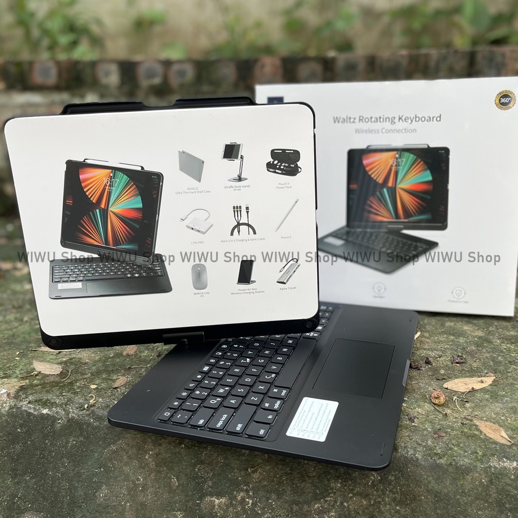 Bao da bàn phím kèm touchpad cho IPad Pro 11 , 12.9 in M1 , Air 4 10.9 , Gen 9 , 8 , 7 10.2 inch Chính hãng Wiwu cao cấp
