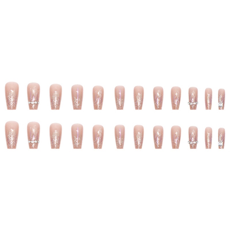 Sản Phẩm Hoàn Thiện Móng Tay Yêu Tinh Hạt Kim Cương Lấp Lánh Cực Quang Dáng Dài Giữa Na