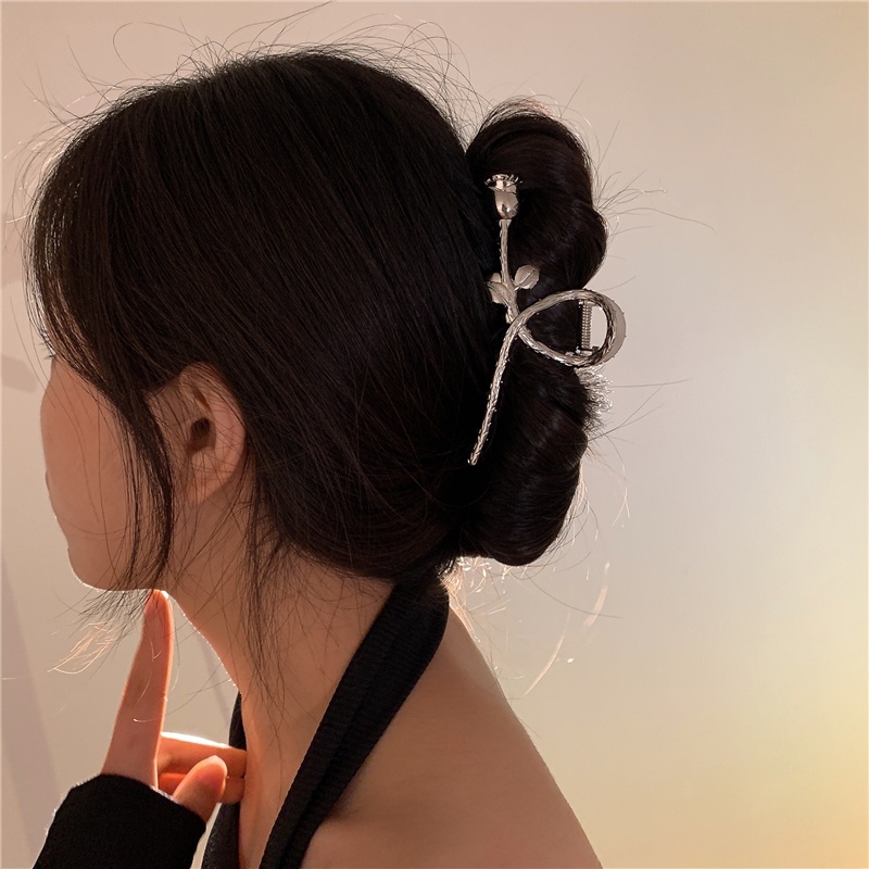Kẹp Tóc Kim Loại Hình Hoa Hồng Thanh Lịch Phong Cách retro
