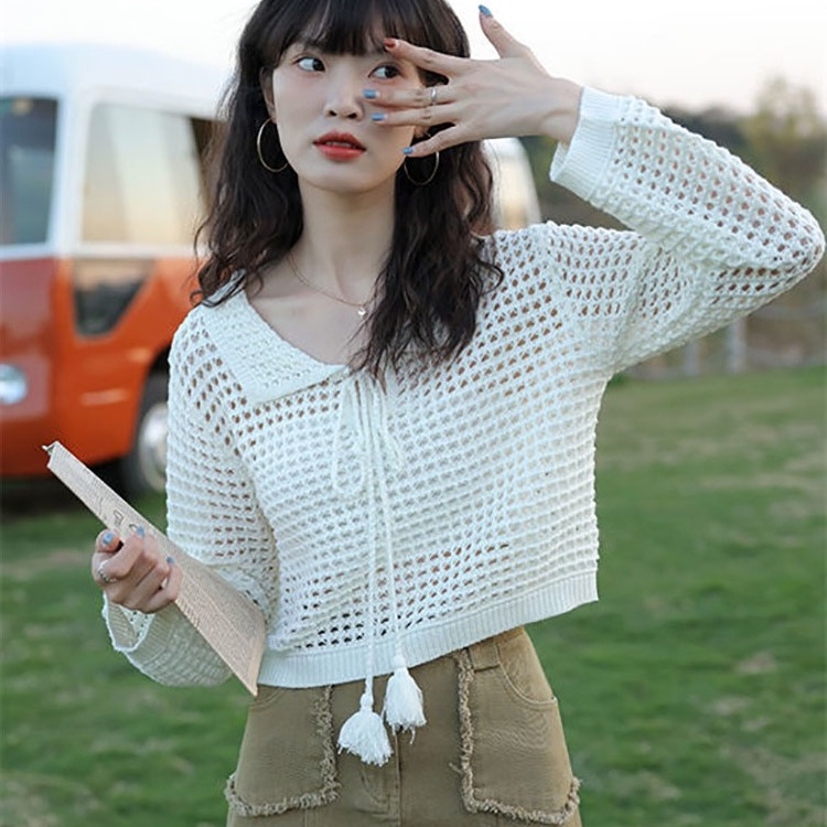 Áo Sweater Dệt Kim Chống Nắng Dáng Rộng Thời Trang Cho Nữ