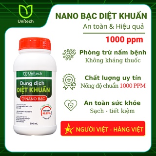 Dung dịch nano bạc diệt khuẩn Unitech (500ml) | Xử lý thán thư, rỉ sắt, thối rể trên hoa hồng hoa lan hiệu quả