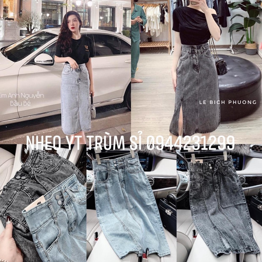 Chân váy jeans xẻ lệch mã 1250-1251 ( kèm ảnh thật, video ) | BigBuy360 - bigbuy360.vn