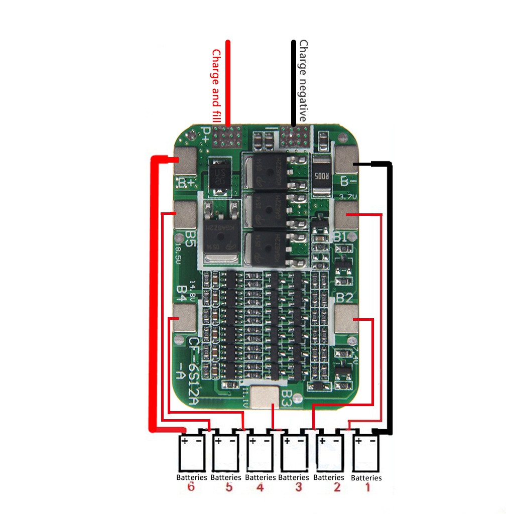 Bo mạch bảo vệ PCB Kiss * 6S 15A 24V BMS cho pin Li-ion Lithium 18650