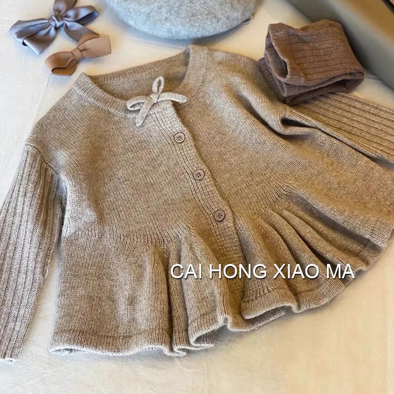 Áo Khoác Cardigan Len Dệt Kim Thời Trang Mùa Thu 2022 Dễ Thương Cho Bé Gái