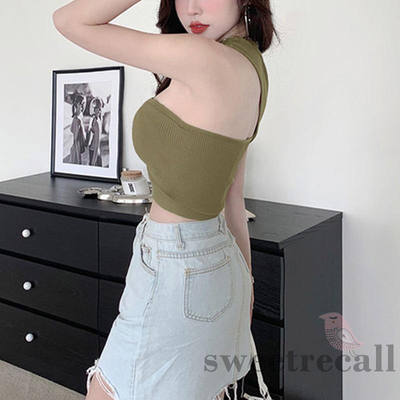 SWT-Women Solid Color Skinny Version Irregular Casual Style Summer Tanks Tops