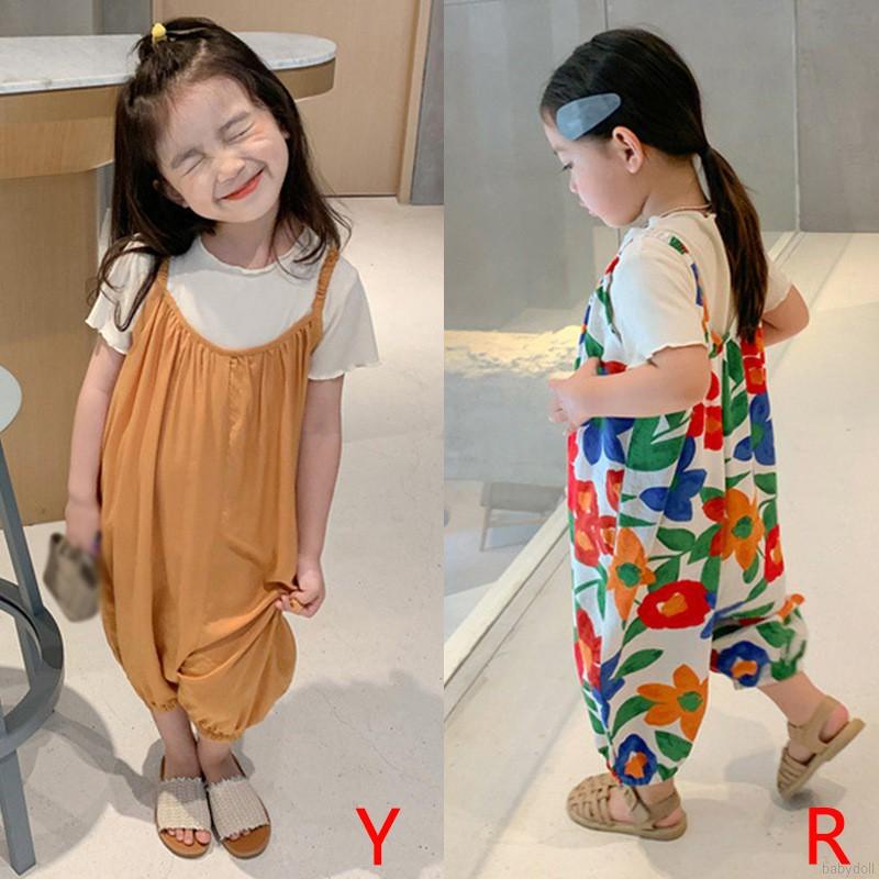 Bộ Áo Liền Quần In Hoa Dễ Thương Thời Trang Mùa Hè Cho Bé Gái 3-8 Tuổi