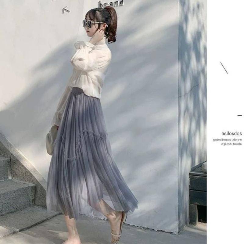 Chân Váy Lưới Dài Qua Gối Màu Hồng Phong Cách Công Chúa Cho Nữ