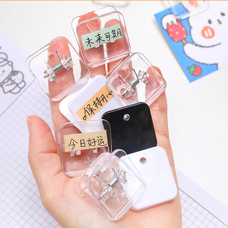 Kẹp Giấy Trong Suốt Hình Vuông Nhỏ Nhắn Dành Cho Học Sinh/Văn Phòng
