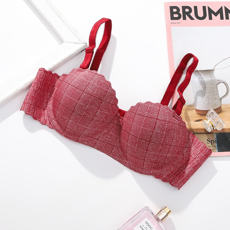 Áo lót có gọng nâng ngực cup chéo kẻ caro su đúc đệm trái tim siêu dày 4cm xịn mịn