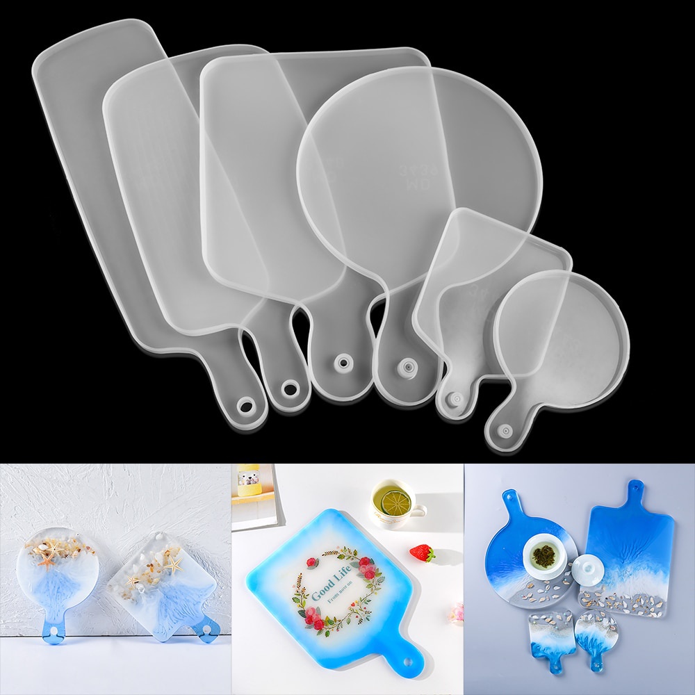 1 khuôn silicone làm khay đựng trái cây hình chữ nhật/tròn DIY