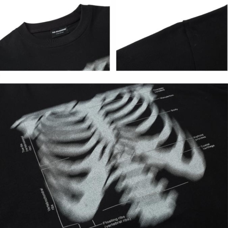 Áo thun tay ngắn cổ tròn dáng rộng in hình xương phong cách hip hop thời trang mùa hè cho nam size S-3XL | BigBuy360 - bigbuy360.vn