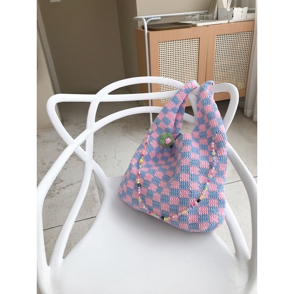 Checkered tote bag túi tote hoạ tiết kẻ caro size to