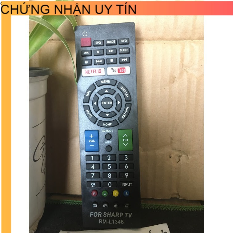 ĐIỀU KHIỂN TIVI SHARP SMART RM-L1346-tặng kèm pin dung lượng cao -Remote từ xa tivi SHARP L1346 vào mạng internet