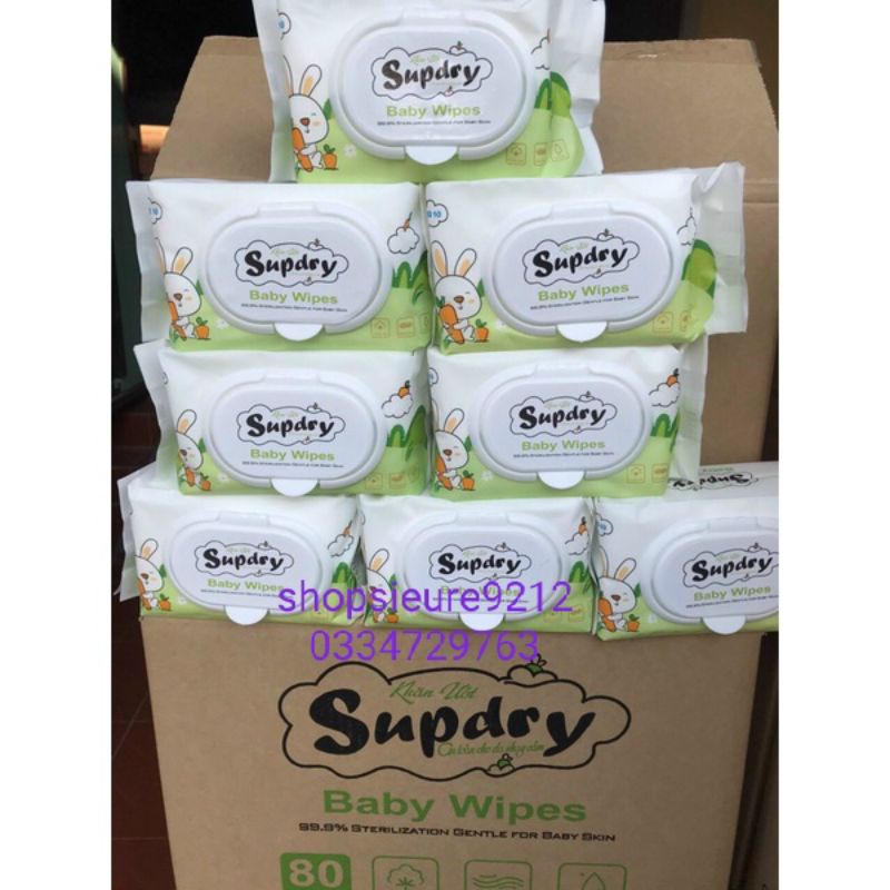 sỉ 1 thùng 32 gói khăn giấy ướt thớt supdry(1 gói 130 tờ)