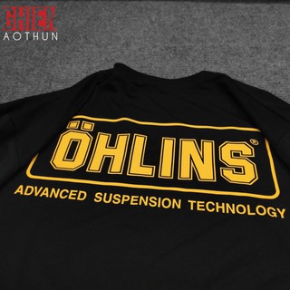 ( SALE 50%) Áo thun OHLINS Biker Tay Ngắn Tem Xe (Đen)
