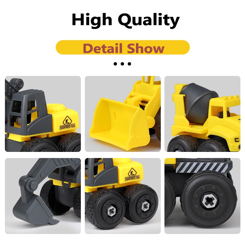 Set 4 món đồ chơi lắp ráp mô hình xe tải xi măng SEA SUN TOYS dành cho bé trai