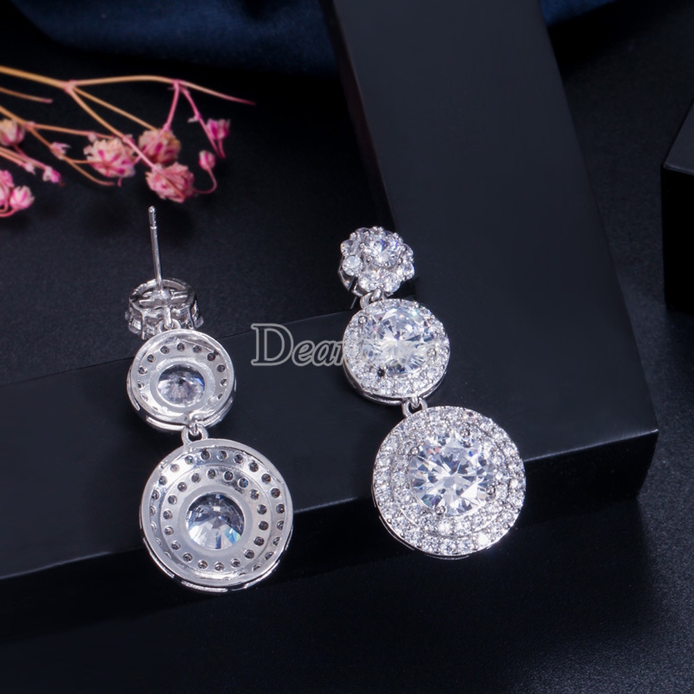 Bông tai đính đá Zircon sang trọng cho cô dâu