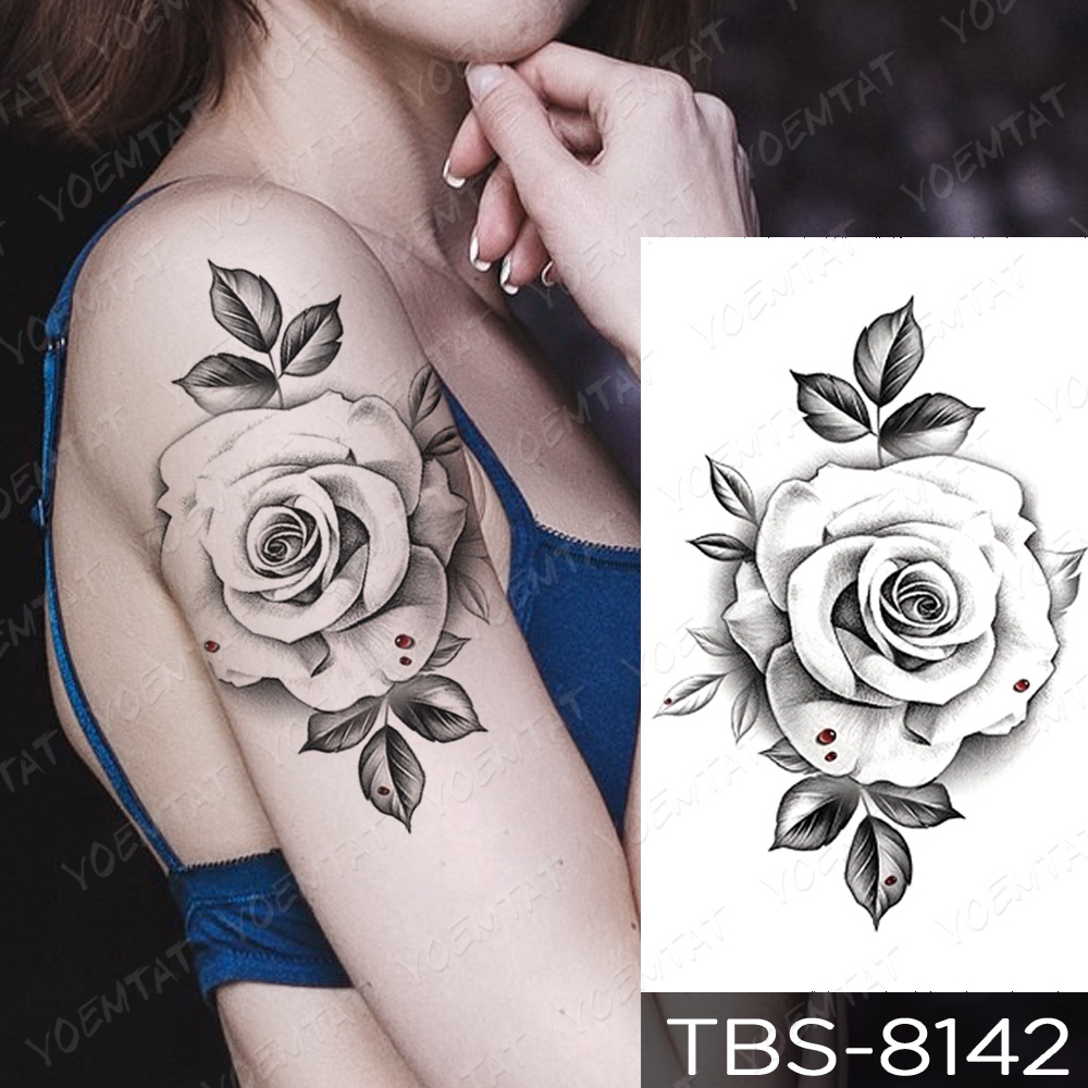 Hình Xăm Dán Tạm Thời Họa Tiết Hoa Hồng Mandala Chống Thấm Nước Cho Nam Và Nữ