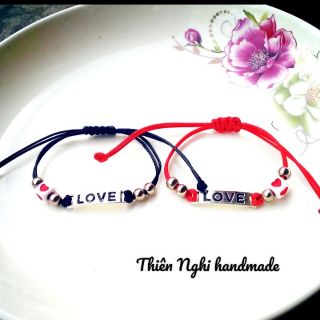Vòng tay cặp handmade mặt love phối tim