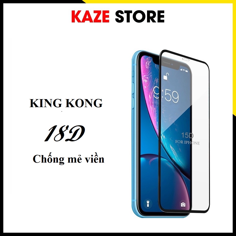 Kính cường lực 18D King Kong IP 6plus 7plus 8plus X Xsmax 11pro 11promax 11 12mini 12 Pro Max Full Box