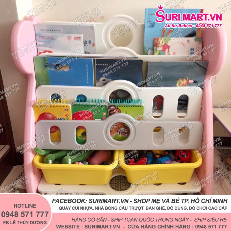 Kệ sách nhựa Newber cao cấp kèm 2 khay đựng đồ, Giá sách cho bé | BigBuy360 - bigbuy360.vn