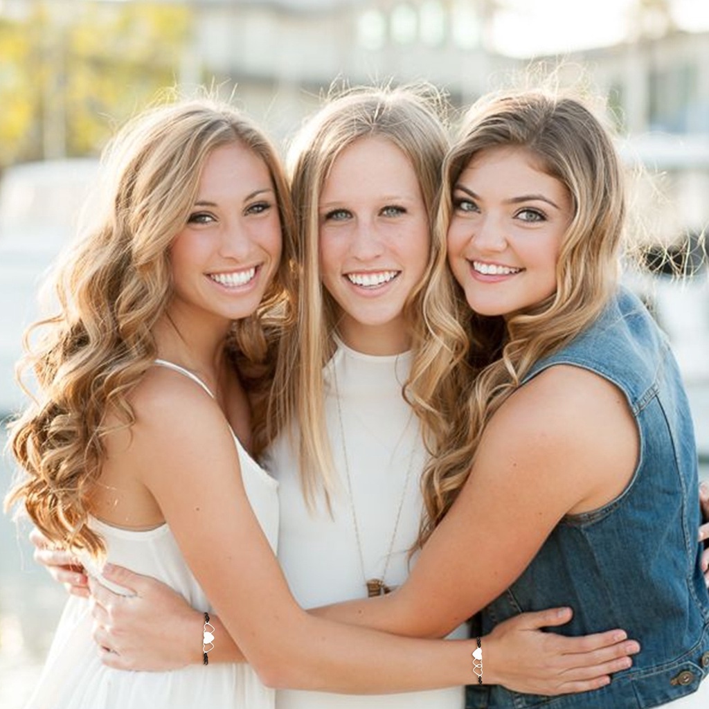 Set 3 Vòng Tay Bện Dây Sáp Inox Mặt Hình Trái Tim/ Tình Bạn Thời Trang/ Tốt Cho Bạn Thân/ Làm Quà Tặng