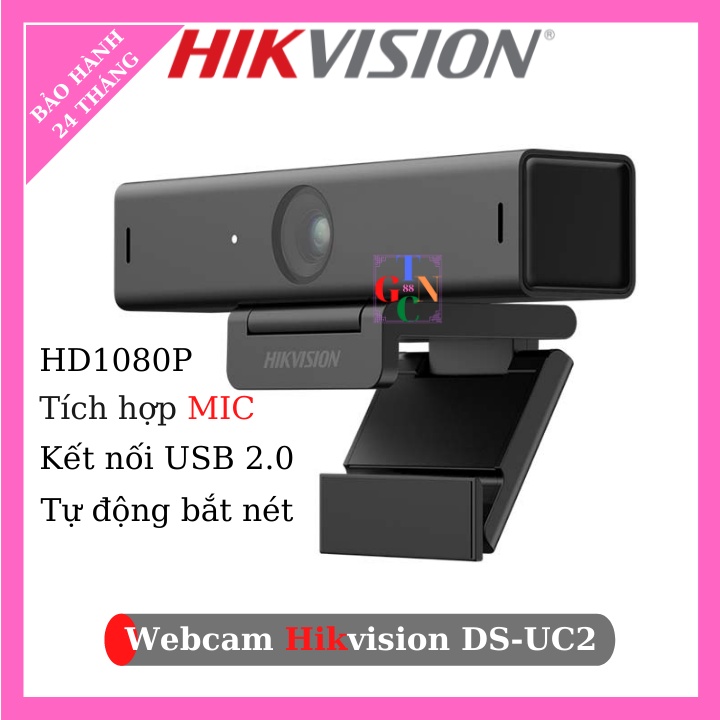 Webcam Hikvison DS-UC2 HD1080P cho máy tính, tích hợp mic thu âm, tự động lấy nét, kết nối cổng USB 2.0
