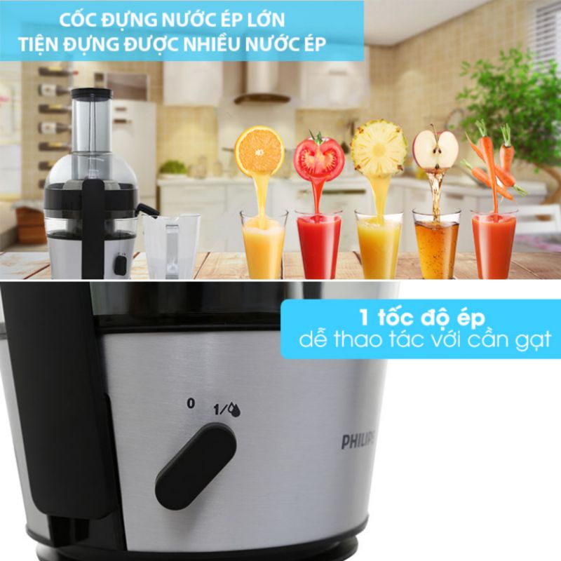 Máy Ép Trái Cây Philips HR1863/20, 800W Công nghệ Quick Clean, Bảo Hành Chính Hãng 2 Năm